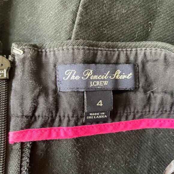J. Crew Black "The Pencil" Textured Skirt w Princess Cut & Diagonal Pockets - 4 - Picture 7 of 7